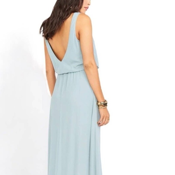 Show Me Your MuMu KENDALL V-Back Maxi Dress- Silver Sage - Picture 3 of 11